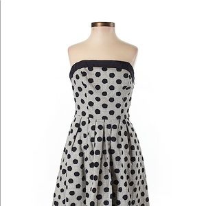 Strapless polka-dot dress